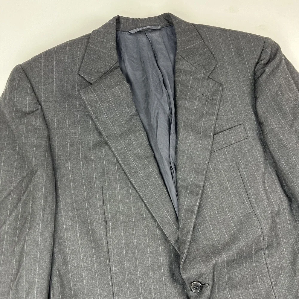 Hickey Freeman Gray Striped Tasmanian Super 120s 2‎ Btn 1 Vent Blazer Mens 41R